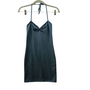 Aritzia Sunday Best Halter Sweater Dress Womens S Teal Mini Bodycon Knit Stretch
